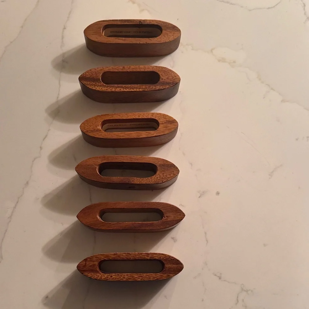 Vintage Wooden Napkin Rings Set of 6